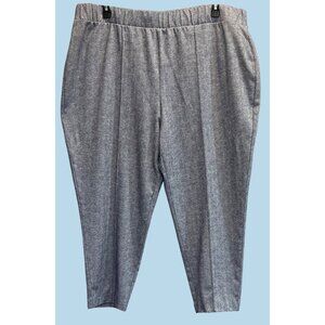 Croft & Barrow Womens Plus Herringbone Pants 2X Polyester Blend Elastic Waist